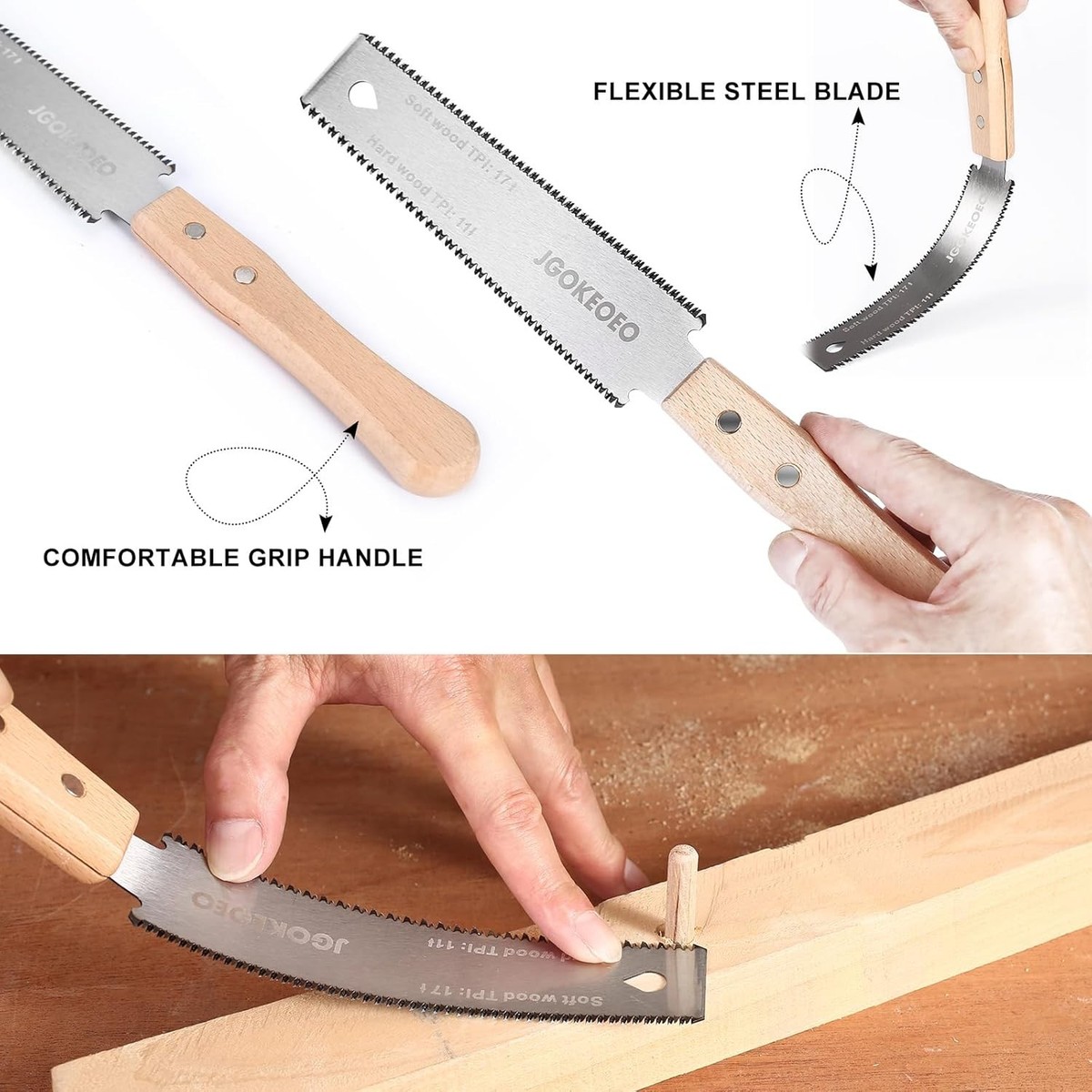 Mini Japanese Hand Saw 7" Double Edge Pull Saw, SK5 Flush Cut