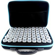 60 Slot Diamond Painting Storage Case w/ 60 Clear Screw Top Bottles Black Blue