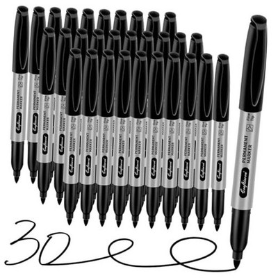 Black Permanent Markers Bulk Fine Point, Fine Tip Markers Black 30 Fine Tip