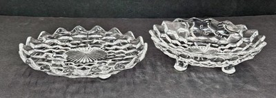 American Clear Pattern Three Toed Dishes Set of Two Different Fostoria Glass