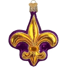 Old World Christmas Purple Fleur de lis Glass Ornament 3.5 Inch FREE BOX 36318