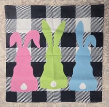 SET OF 2 Two Sizes Spring Easter Bunny Plaid Zip Pillow Covers, BRAND NEW