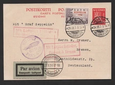FINLAND 1930 GRAF ZEPPELIN HELSINKI TO BREMEN, GERMANY VIA FRIEDRICHSHAFEN