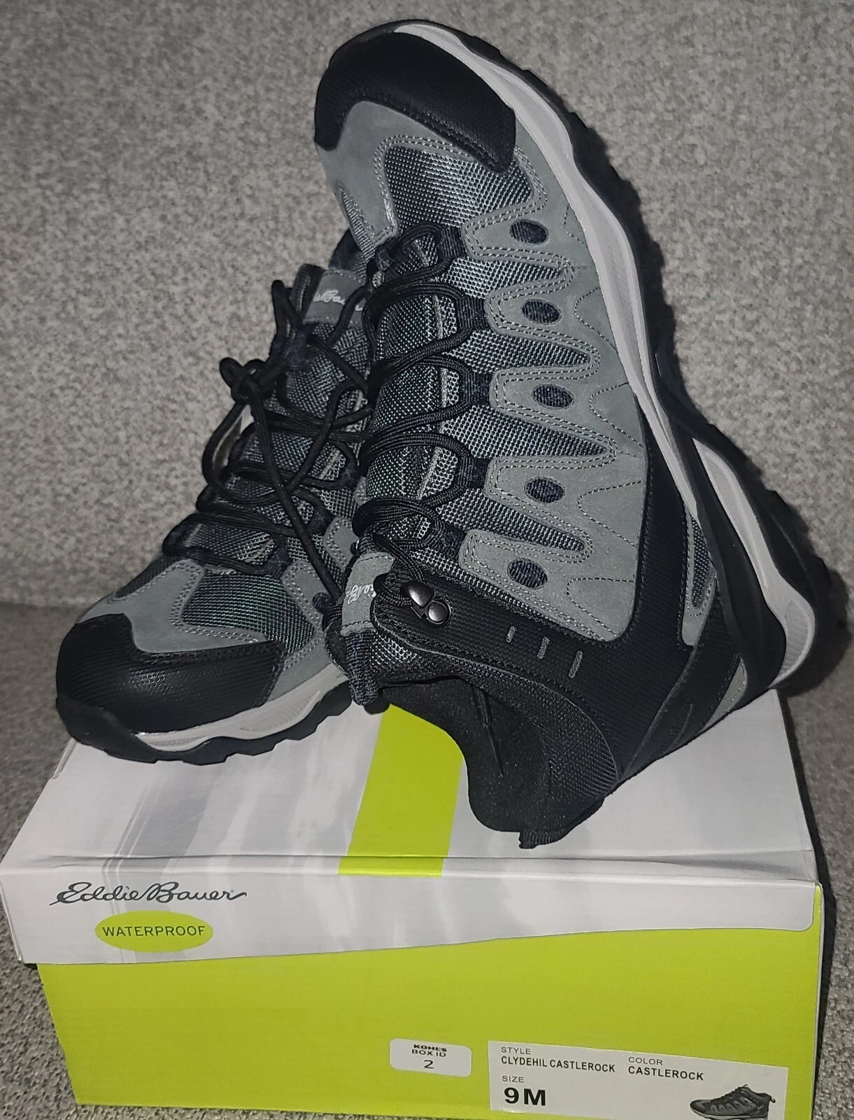 Mens Size 13 M Eddie Bauer Clyde Hill Leather Hiking Boots Water Resistant New.