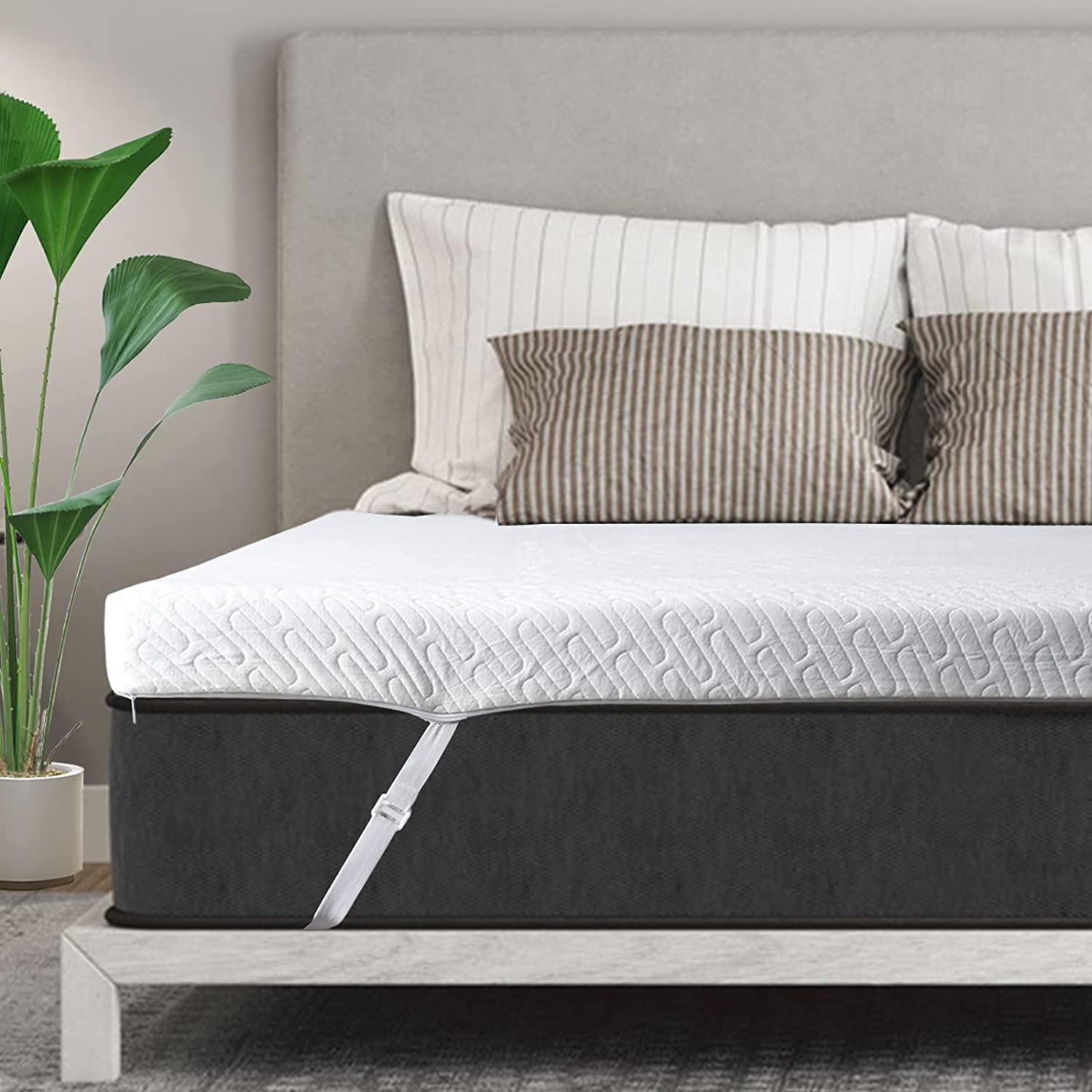 4 Inch Full Size Gel Memory Foam Cooling Mattress Topper with Pressure Relief