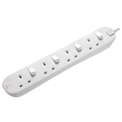 Masterplug 4 Socket 13A Individually Switched Extension Lead, 2 Metres, White - Picture 8 of 8
