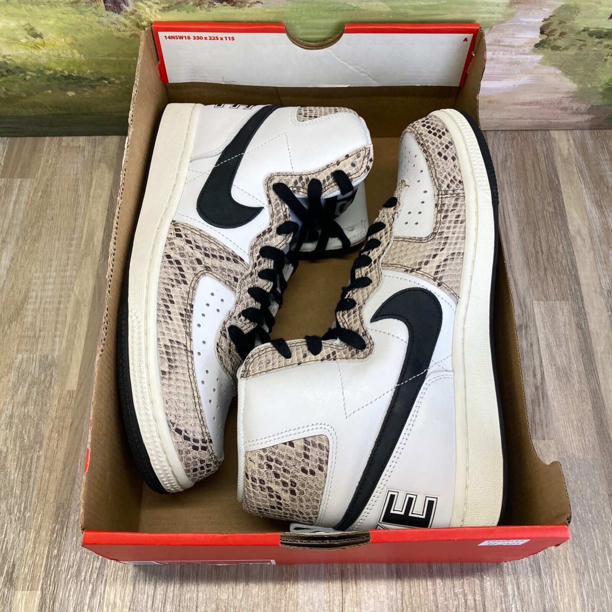 Nike Terminator High Cocoa Snake White Black FB1318-100 Men's Size 9 Shoes #15A