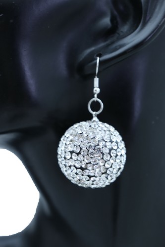 Women Earrings Set Silver Color Disco Ball 80's Cool Bling Shiny Fashion Jewelry - Picture 2 of 12