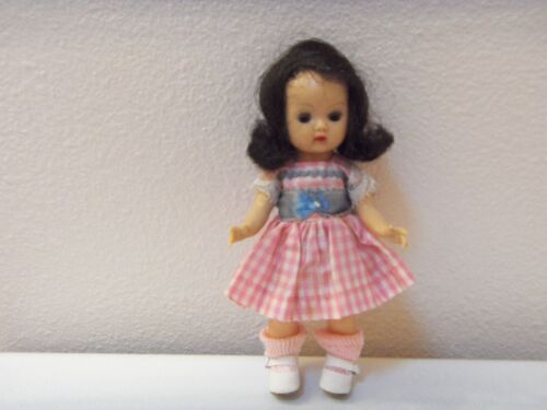 vintage 1956 Nancy Ann brunette 8" Muffie doll in original dress - Afbeelding 1 van 4