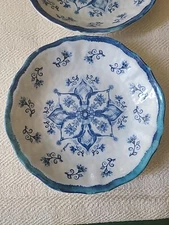 Citrus Grove Melamine Medallion Deep Dish Dinner Plate Bowl Blue White