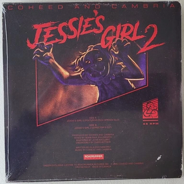 Rare COHEED & CAMBRIA Rick Springfield 7" Jessies Girl 2 CLEAR VINYL Limited - Image 2 of 2