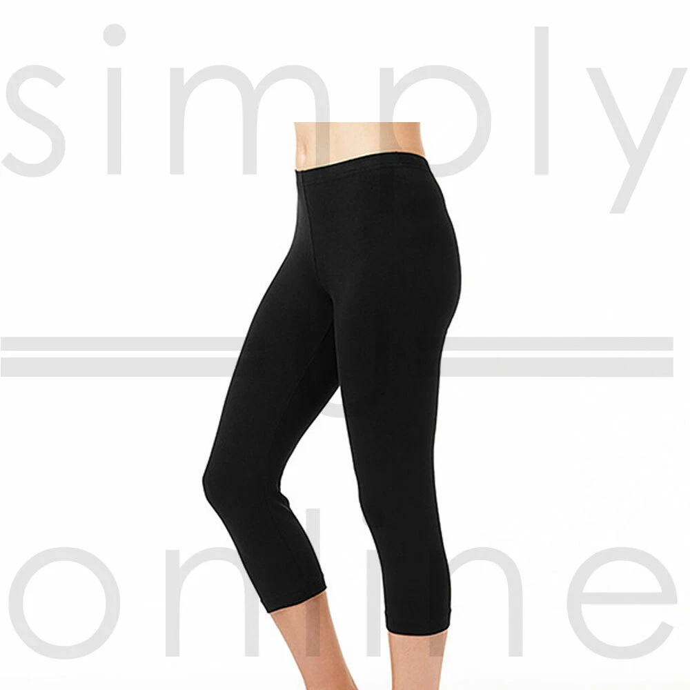 Black Cotton Lycra Stretch Short Cropped Leggings Girls Age 13 14