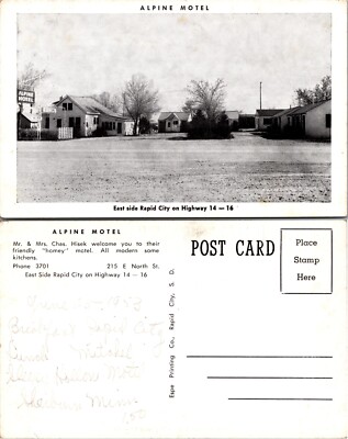 Alpine Motel Cabins Highway 14 16 Rapid City South Dakota SD Postcard