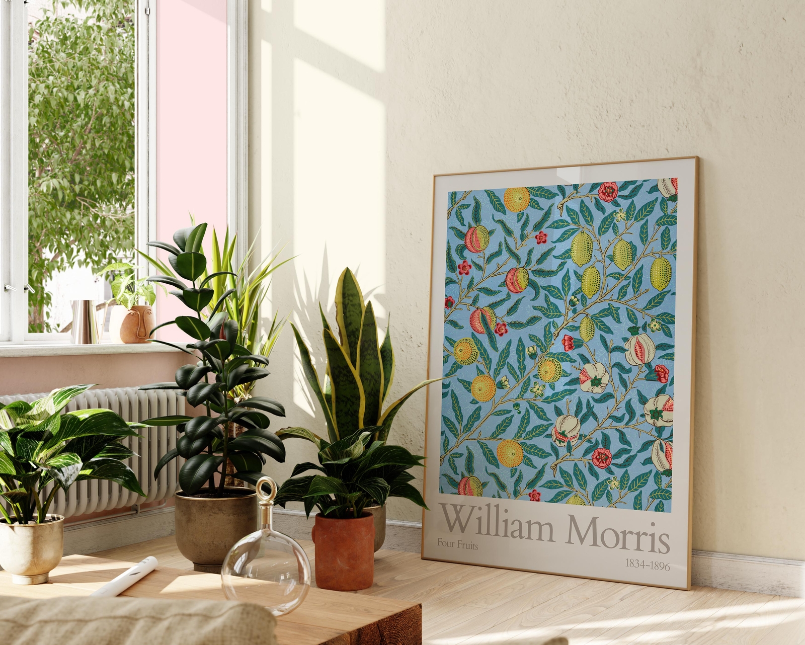 William Morris Four Fruits Vintage Graphic Wall Art, Floral Peach Lemon