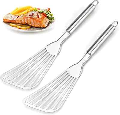 2-Piece Fish Spatula, Upgrade Metal Spatula, Big Size Spatula Stainless Steel