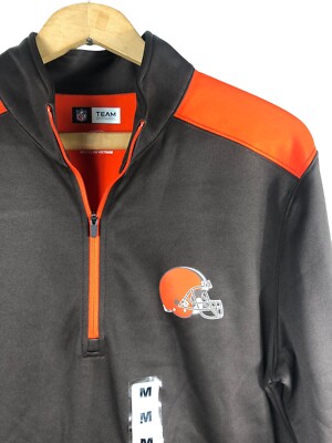 Cleveland Browns 1/4 Zip Pullover Size M Mens Knit NFL Shirt Light Jacket NEW