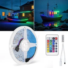16.4 Feet RGB Waterproof LED Strip Light SMD 24 Key Remote 12V DC Power Kit 2538