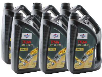 Fuchs 30 Liter TITAN GT1 LL-12 FE SAE 0W-30 Engine Oil 6 x 5L for Hyundai Jaguar