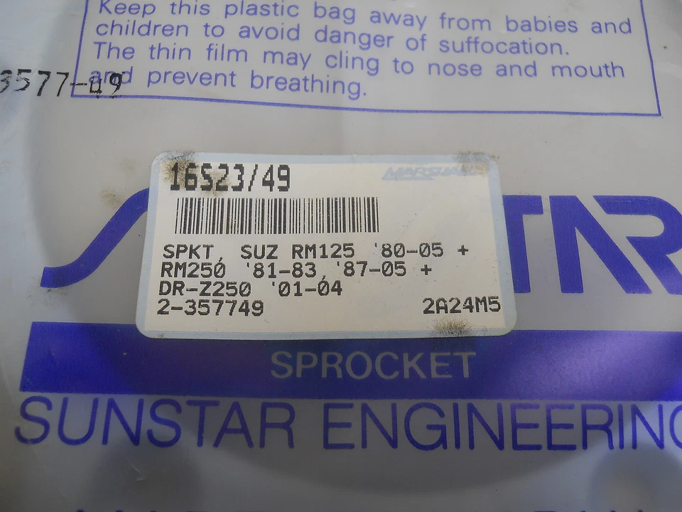 Roda dentada SunStar, # 2-357749, 49T, RM125, RM250, DR-Z250, DR250, Suzuki G8 - Imagem 2 de 3