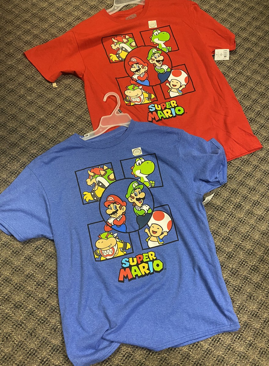 NINTENDO MEN'S SUPER MARIO SS T SHIRT BLUE LARGE/RED LARGE NWT | eBay