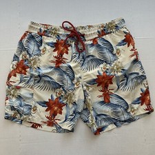 Tommy Bahama Swim Trunks Mens Extra Large Beige Floral Logo Print Surf Shorts