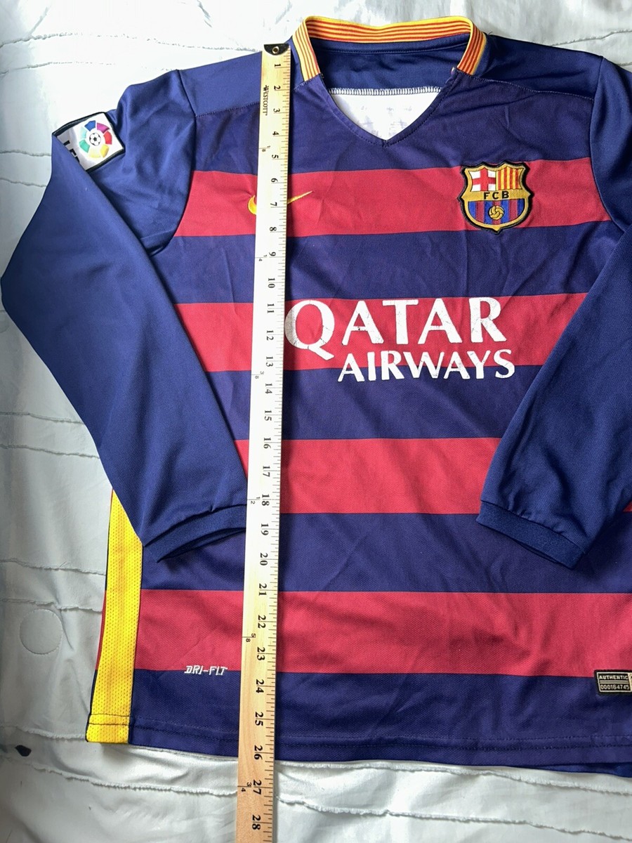 Barcelona FC Qatar Airways 2015 Long Sleeve Jersey Nike Dri-Fit