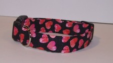 Wet Nose Designs Ombre Hearts Dog Collar on Black Valentines Day Love Glitter