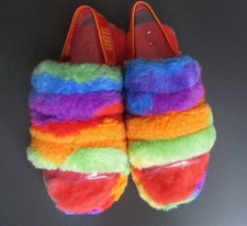 UGG Fluff Yeah Slide Slingback Cali Collage Rainbow BK5 Fits W7-7.5 New 85