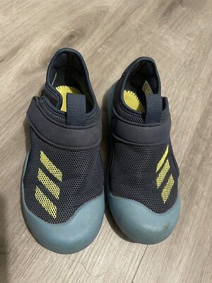 Adidas Sandals Unisex Water Sneakers Sandals Kids Size 12 Navy Blue Green, EUC