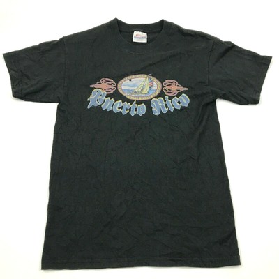 Vintage Puerto Rico Shirt Size Small 34 36 Black Short Sleeve Graphic Tee Adult Ebay