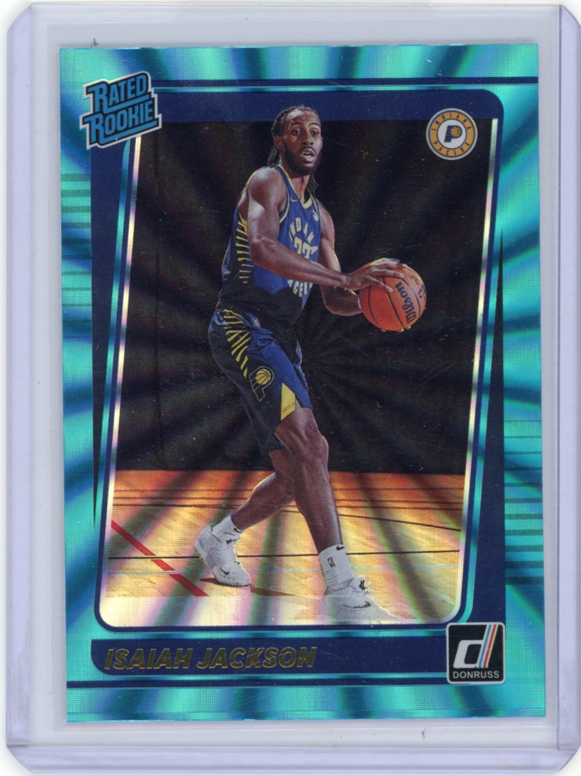 21-22 Donruss #217 Isaiah Jackson Holo Teal Laser Rated Rookie Card