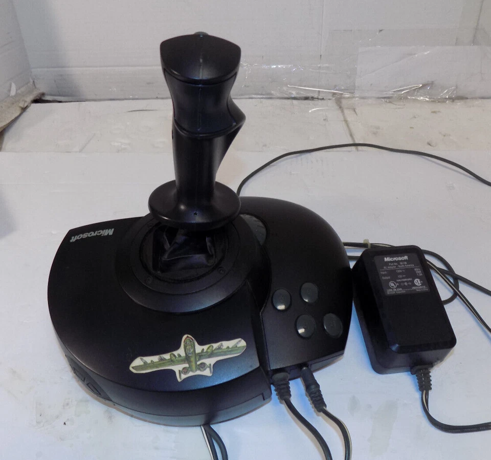 Joytick de voo antigo Microsoft SideWinder Force Feedback Pro com adaptador - Imagem 2 de 2