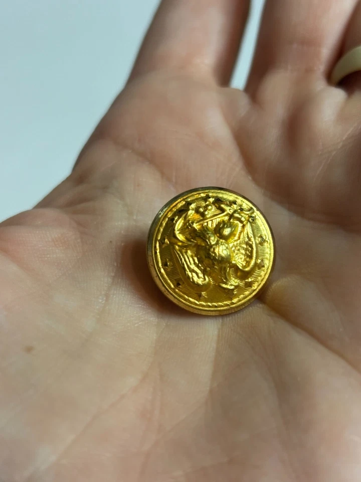 1 Pc x Vintage US Navy Eagle Anchor Brass Button Waterbury Button Company 7/8" - Image 2 of 4