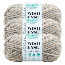  3 Pack Lion Brand Yarn 640-536A Wool-Ease Thick  Quick Bulky Yarn, Fossil