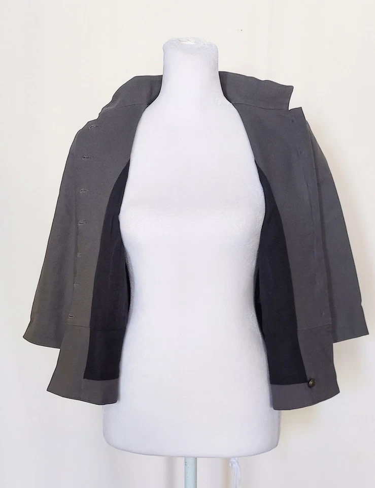 Chaiken 4 码军用风格纽扣 3/4 长袖西装外套灰色 — 第 2/4 张图片