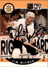 Jim Wiemer Signed Auto 1990-91 Pro Set card Boston Bruins
