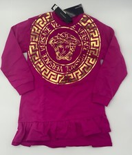 Versace Girls sz 10A Dress Sweatshirt Foil Gold Medusa Logo Long Sleeve Pink