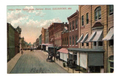 DB Postcard, Main Street from Division Street, Salisbury, Md., Maryland