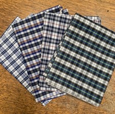 4 Vintage lightweight plaid fabric remnants - 16 x 56" 29a