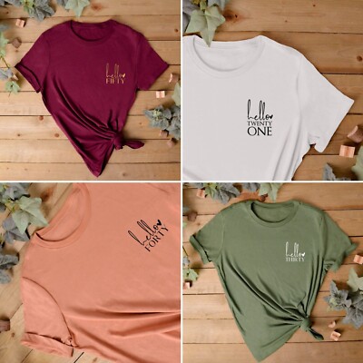 T-Shirt Geburtstag Hallo Spruch | Geburtstagsgeschenk für Sie | Altersgeschenk Relaxed Fit