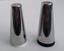 Stainless Steel Salt Pepper Shakers MCM Retro 1950 1960 Made In USA Vintage