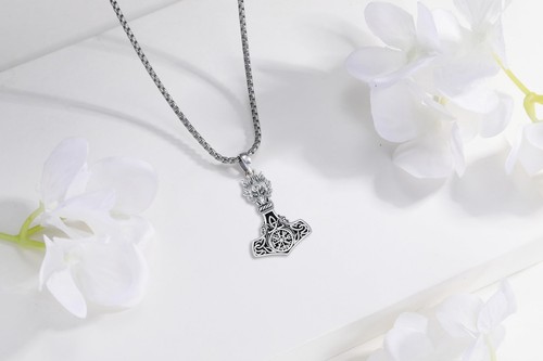 Viking Mjolnir Thors Hammer Necklace Norse Thor Talisman Amulet Pendant 925 S... - Picture 3 of 7