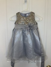 Girls Silver Discoball Sequin Flower Girl Dress 4 Party Pageant