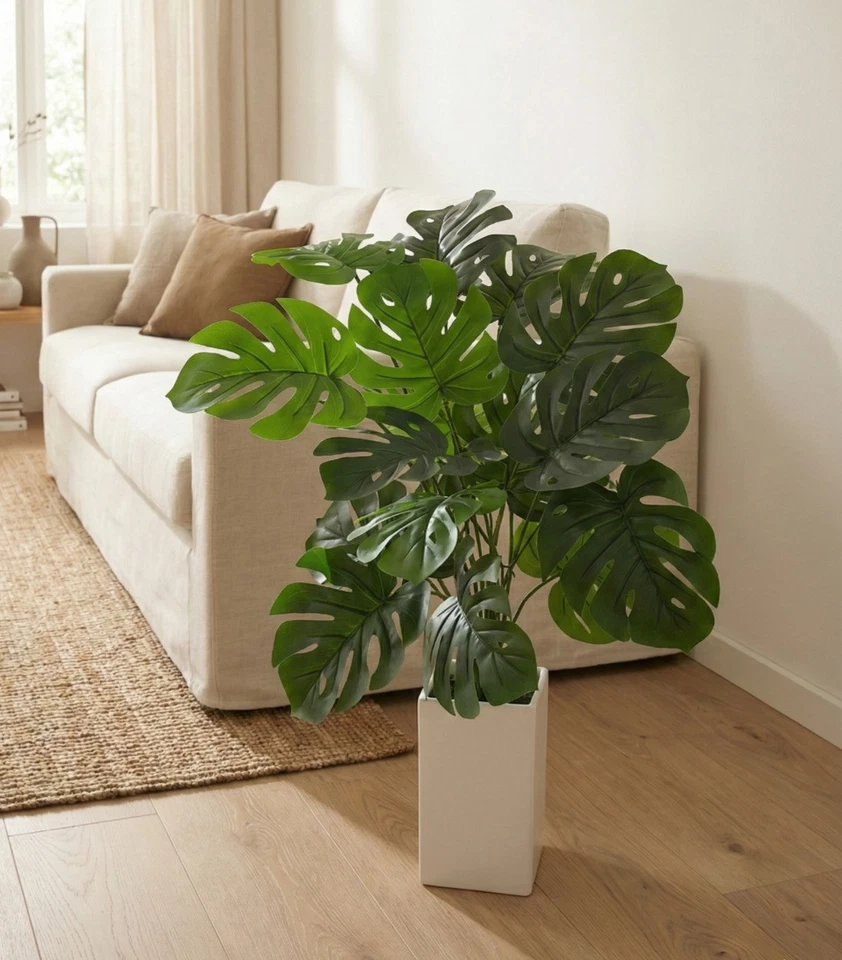 Künstliche Monstera Pflanzen ca 70cm Kunstpflanze Fake OHNE Topf Fensterblatt - Bild 1 von 4