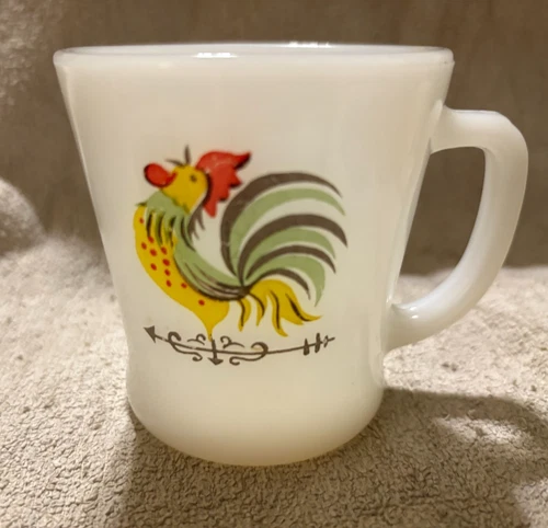 Anchor Hocking Fire King Ware D Handle Chanticleer Rooster Mug - Vintage