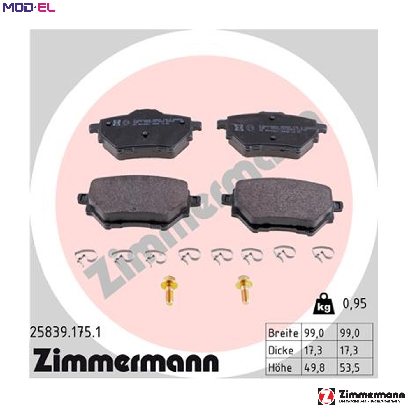 BRAKE PAD SET DISC BRAKE 25839.175.1 FOR PEUGEOT RIFTER 3008/SUV 208/II 308/SW