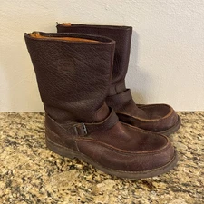 Chippewa Moc Toe Engineer Boots Zip Up 24948 Size 13M Brown Leather Waterproof