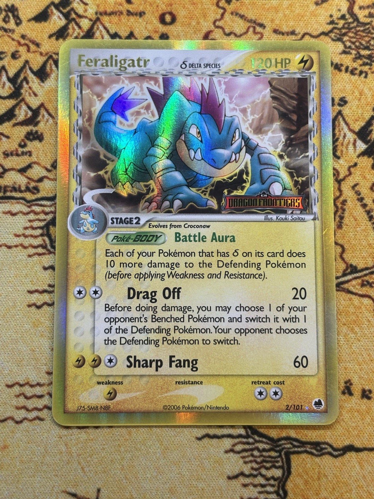 Pokemon Feraligatr (Delta Species) 2/101 Dragon Frontiers Reverse Holo LP
