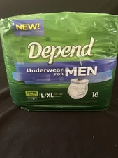 New 2008 Depend Underwear For Men L/XL Super Plus Absorbency 16 Ct Slip On/Off