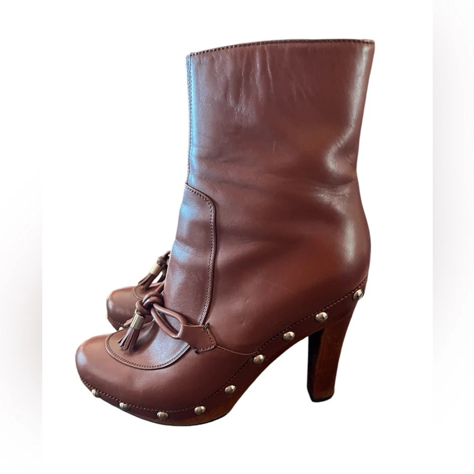 Botines de cuero Yves Saint Laurent vintage zueco punta cerrada geisha 90 EU40/US 10 Foto 2 de 4